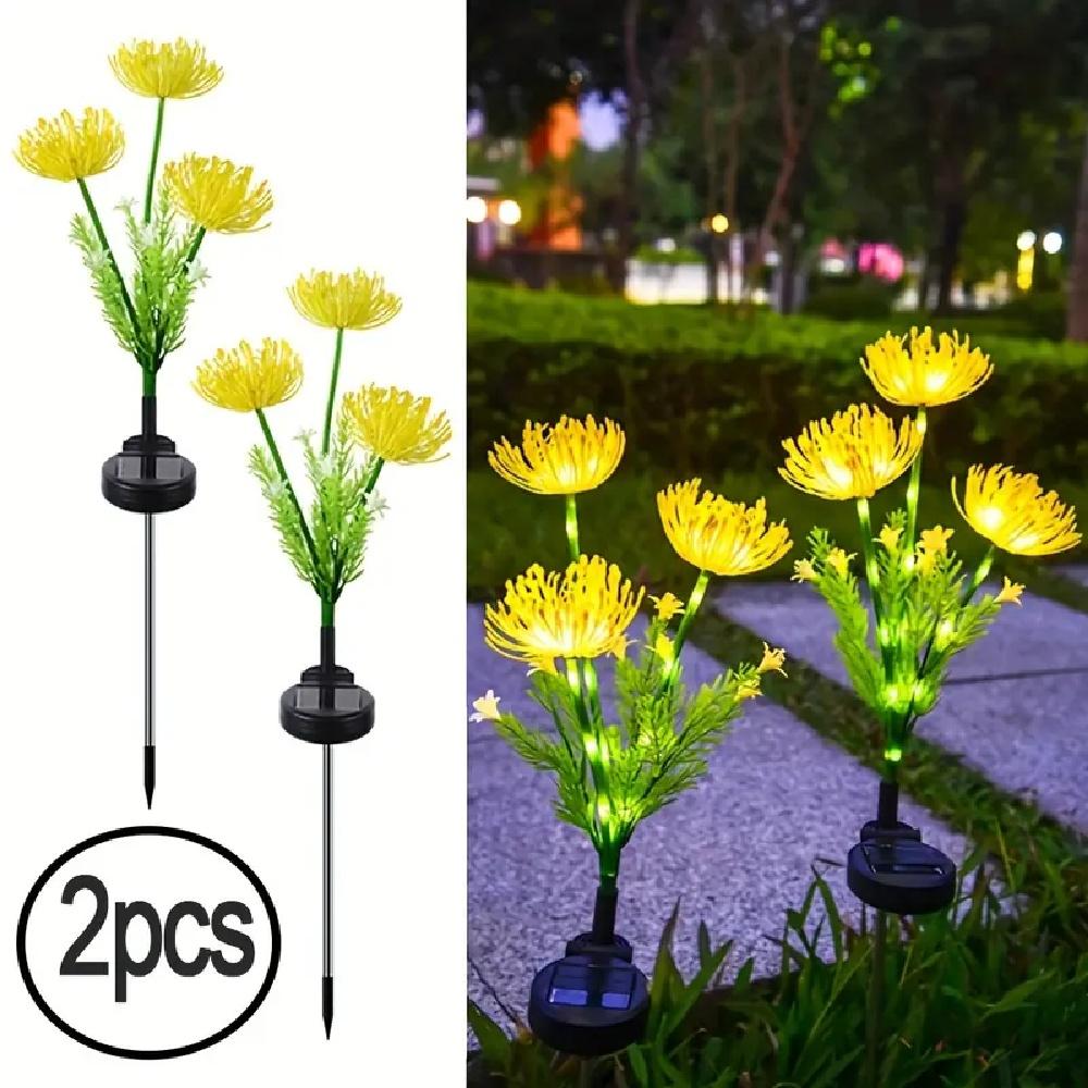 

2 шт. Светодиодные садовые фонари в виде цветка Бянь на солнечной батарее, Водонепроницаемый уличный газонный светильник, Ландшафтное украшение для виллы, балкона, двора, сада
