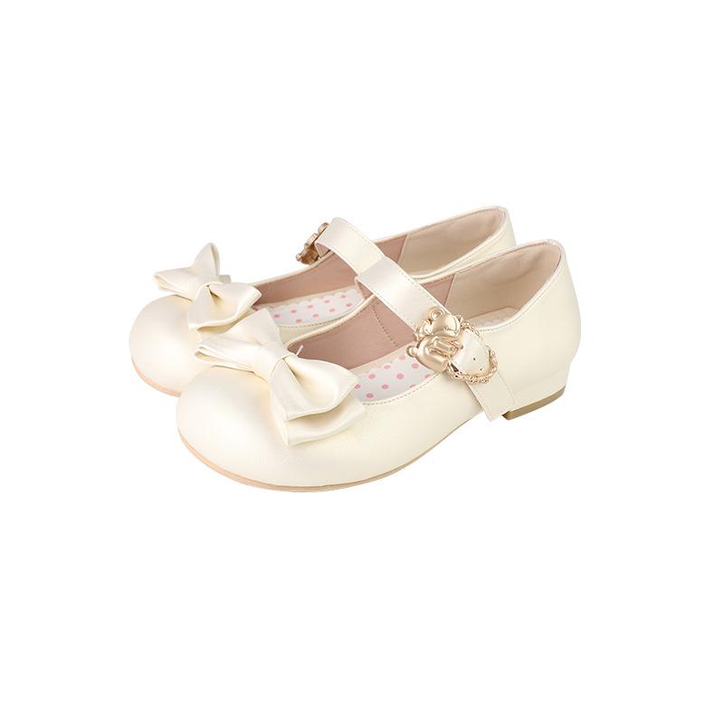 Hug the bear, satin puLolita versatile cute single shoes
