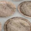 10pcs Round Disposable Dish Vintage Paper Food Tray Imitation Wood Grain Disposable Plate  Picnic