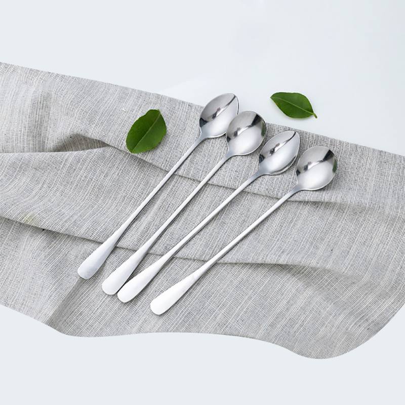 6pcs Stainless Steel Coffee Spoon Tea Scoop Dessert Spoon Long Handle  Milkshake Ice Cream Candy Tea Spoon Kitchen Accessories