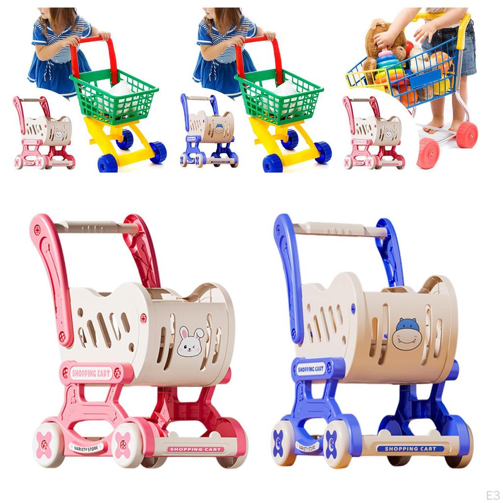 Kinder Einkaufswagen Trolley Rollenspiel Kleinkinder Lebensmittel für Jungen Mädchen