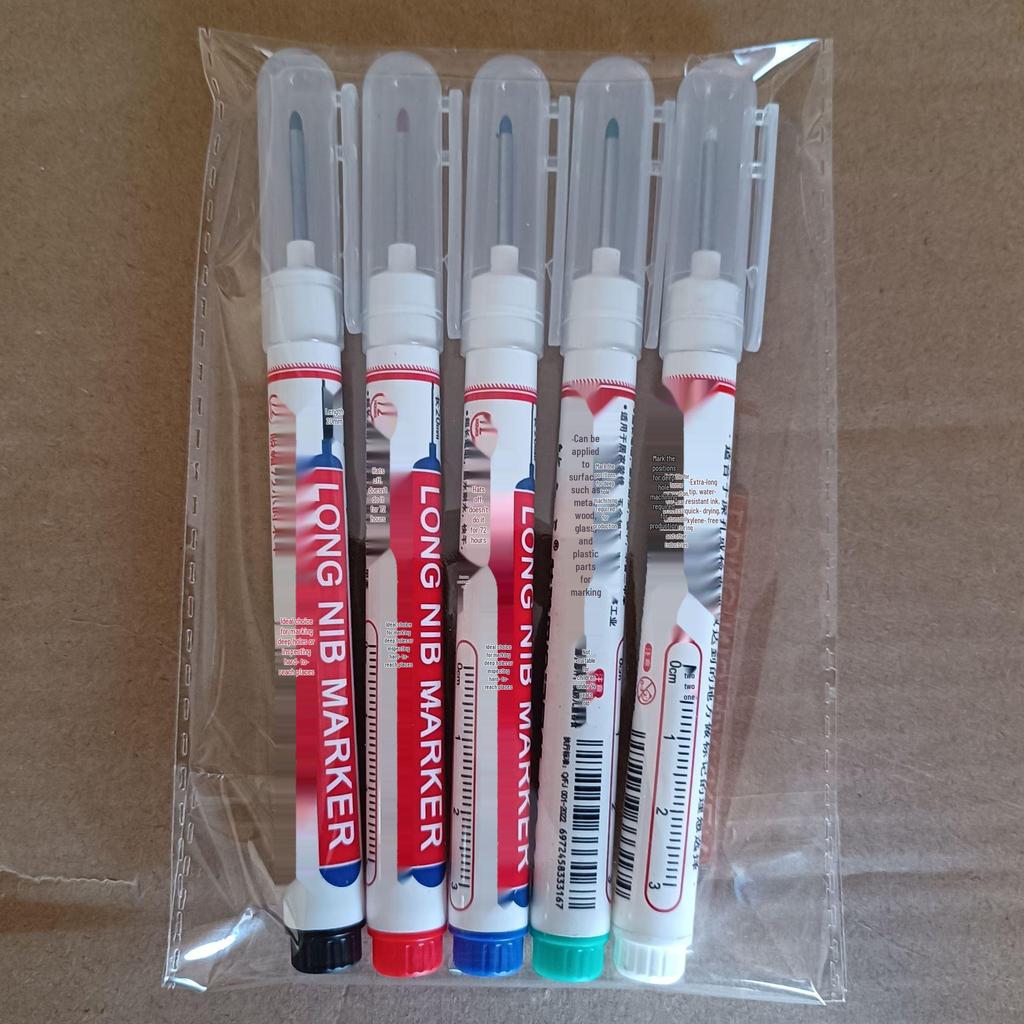 Extra-Long Oil-Based Quick-Dry Marker for Woodworking, Hardware, and Tile Drilling
