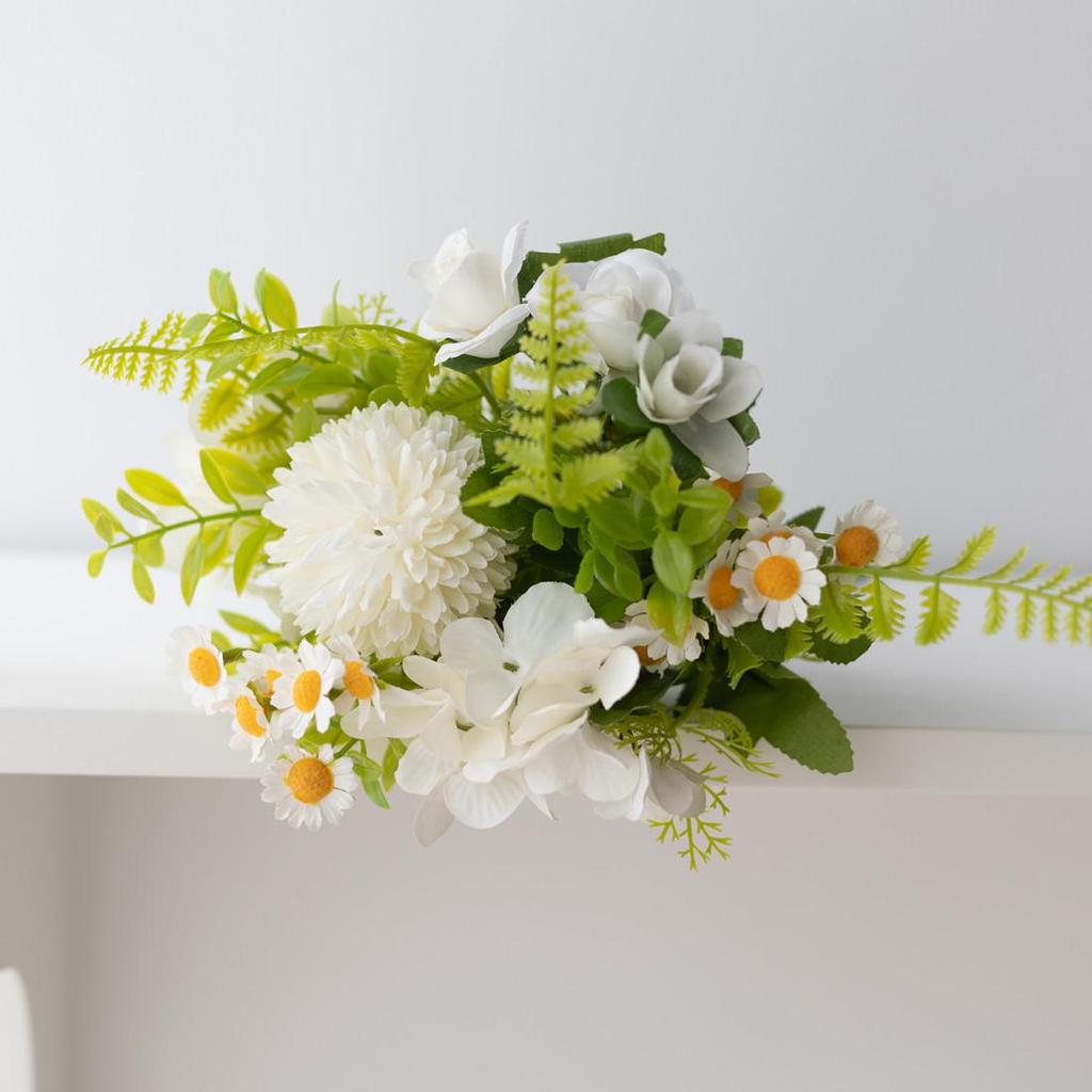 Peony & Daisy Silk Bouquet: 7-Fork Faux Flowers for Home Decoration