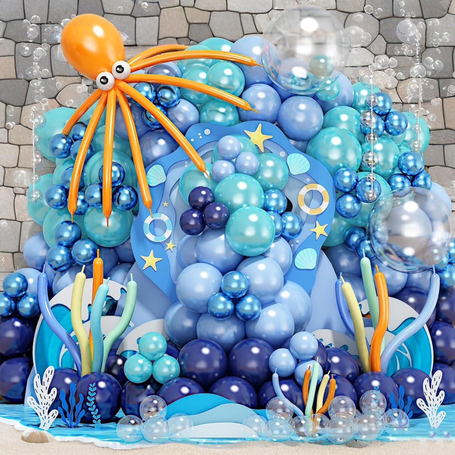 Ocean-Themed Underwater World Balloon Arch Kit for Birthday Parties