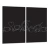 Glas skyddsplatta för spisen 2x30x52 Svart
