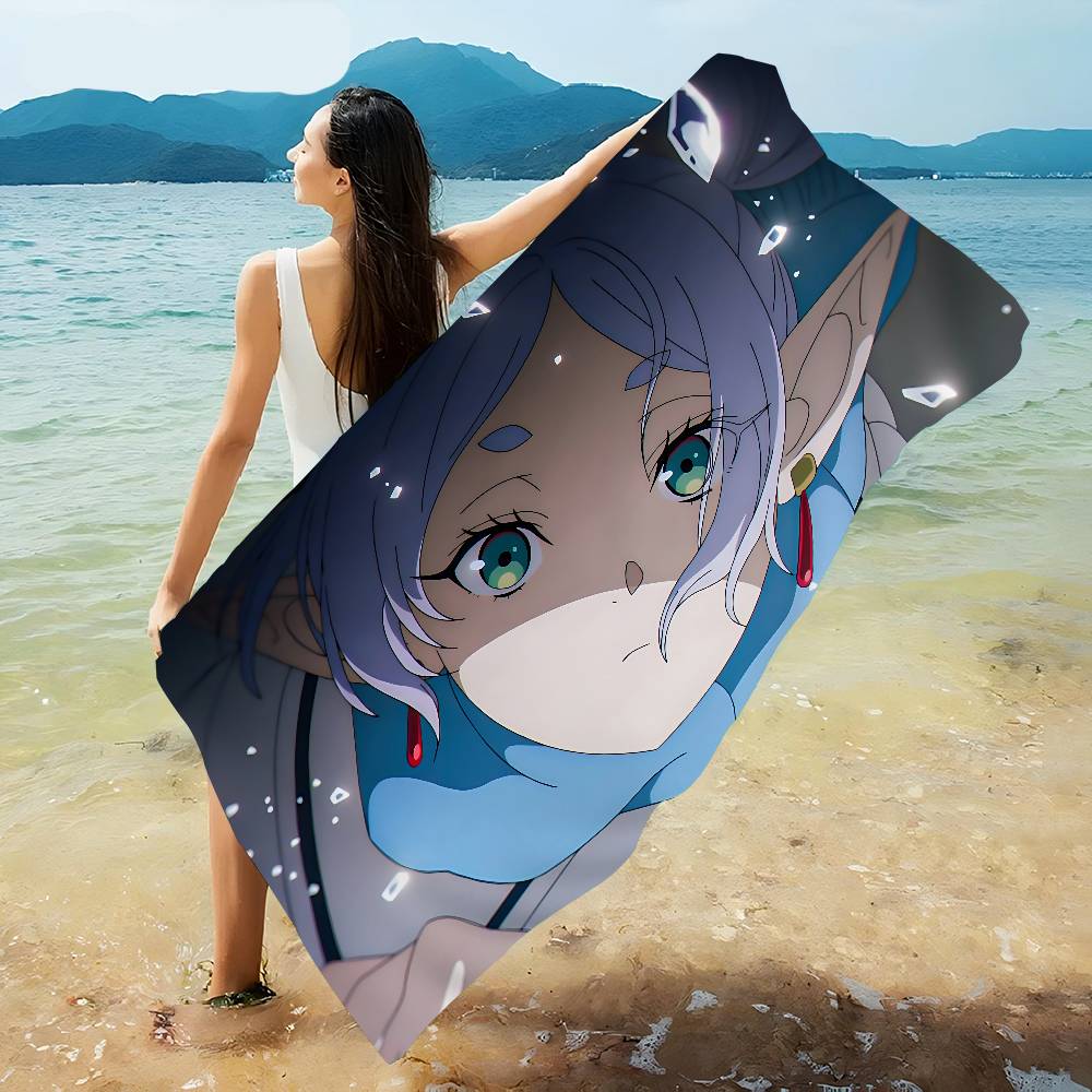 Hot Japan Anime Frieren Bath Towel Microfiber Soft Water Absorbing Breathable For Girl Kids Decorative Cartoon Beach Towel