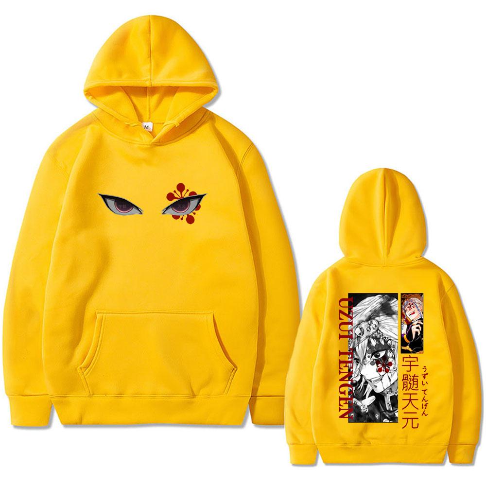 Anime Demon Slayer Uzui Tengen Eyes Graphic Print Hoodie Men Women Casual Oversized Pullover Male Vintage Fleece Hoodies