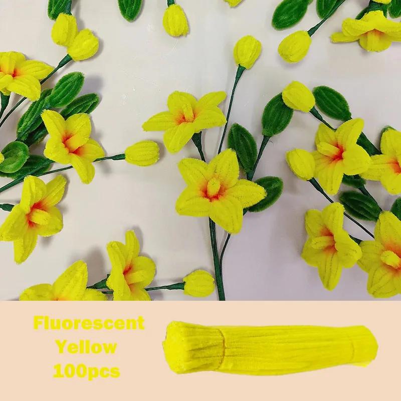 100Pcs Colorful Chenille Stems Pipe Cleaners Plush Tinsel Stem Wired Twist Sticks Hair Strip Diy Craft Educational Toys Handmade