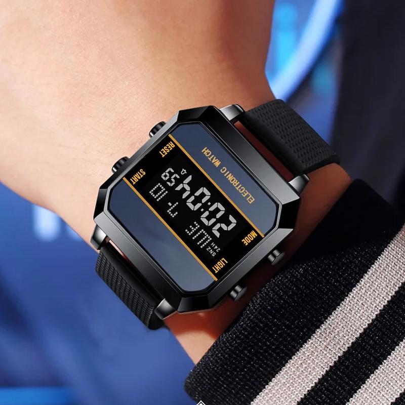 Men's Watch Business Sports Multifunctional Alarm Clock Waterproof Silicone Strap Male Student Electronic Wristwatch