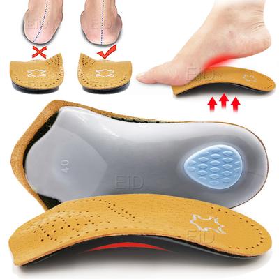 Semelle intérieure orthopédique en cuir pour pieds plats Soutien de la voûte plantaire O/X Jambe semelle de chaussures orthopédiques Semelles intérieures pour pieds Fasciite plantaire hommes femmes