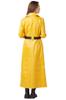 Handmade Women's Yellow Trench Coat Leather Genuine Lambskin Long Party Stylish