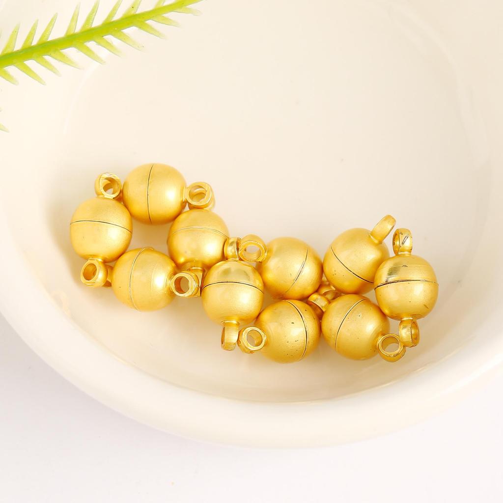 18K Gold Plated Colorfast Round Magnetic Ball Clasp for DIY Bracelet and Necklace Jewelry