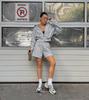 European and American fashion gray hooded sweatshirt set for women, 1116 autumn/winter sporty casual jacket and shorts, two-piece set for women