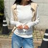 New Arrivals Open Run Women Modal Basic Fit Round Neck Long Sleeve Ribbed Tshirt