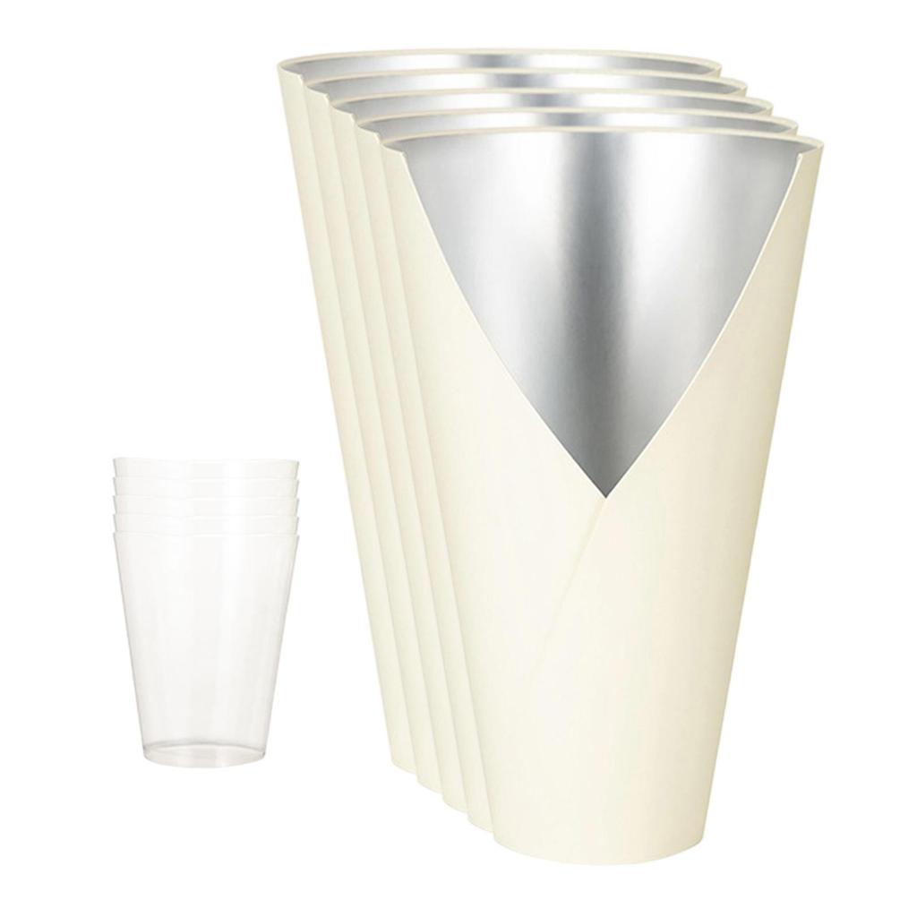 Cutie Decorativă cu Aranjament Floral, 5 Bucăți, cu Accesoriu Liner din PP, DIY Eveniment, Accesorii Florărie, Ușoară, Rezistentă la Apă