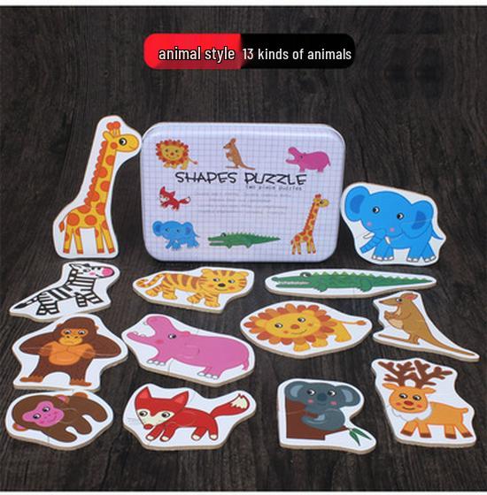 123 Half-Year-Old Baby Educational Puzzle Iron Box Set: Two-in-One Matching Transport Cars & Cognitive Wooden Puzzle Board