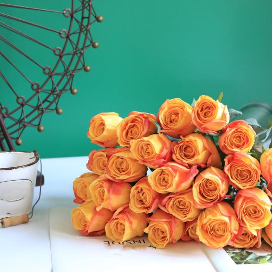 Simulation Flower Vibrant Color Thicker Petals Non-Withering Realistic Looking Bent Freely Decorative Fine Texture Single Branch Artificial Rose