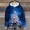 Women's Fashion Long Sleeve Christmas Print Loose Hooded Sweatshirt Top