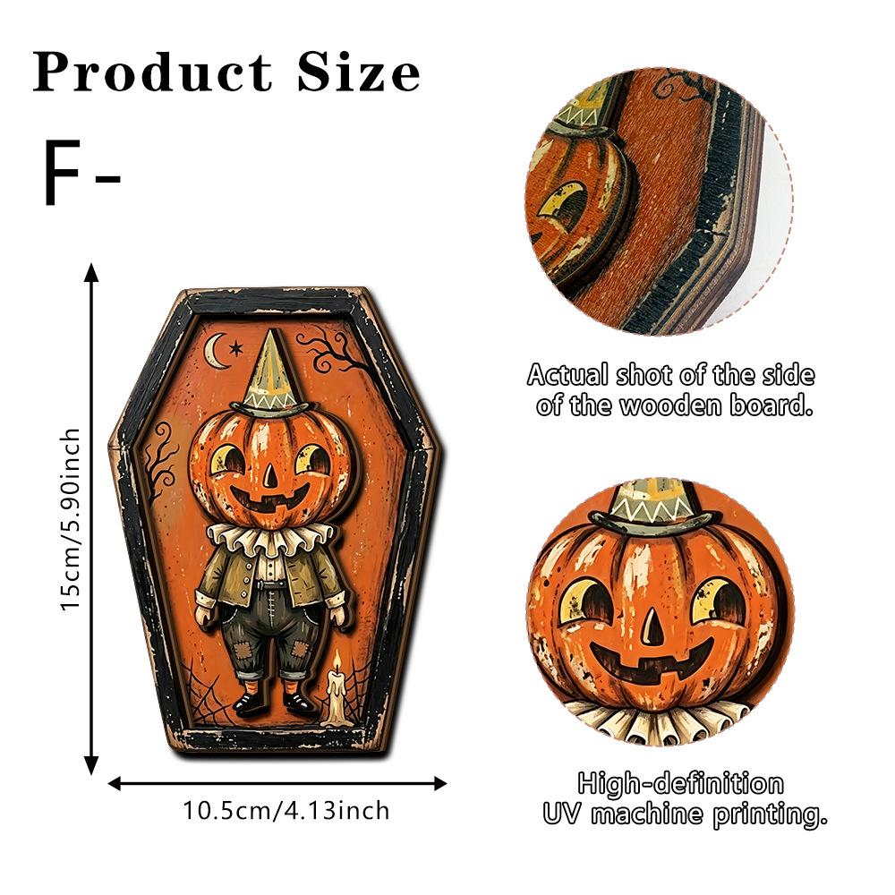 Halloween Wooden Figurine Spooky Party Scene Decor Tabletop Home Gift Craft Ornament