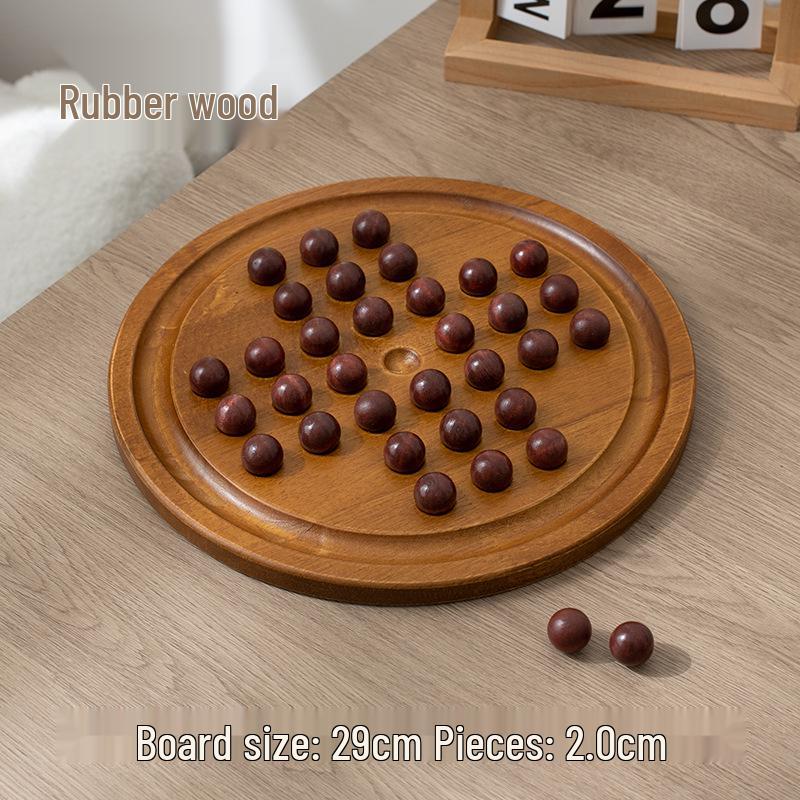 Wooden Peg Solitaire Educational Toy for Kids - Diamond Chess Game