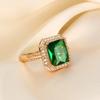 Hot Gold-plated Seiko Emerald Square Diamond Ring European and American Style Temperament Full Diamond Open Ring