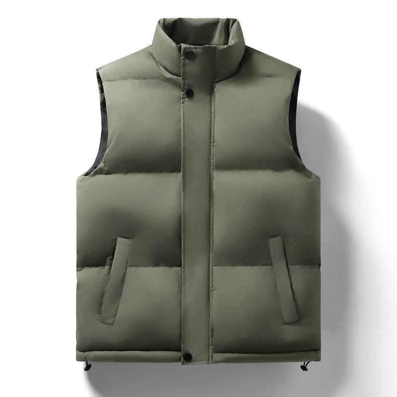 

Men s Black Puffer Vest Stand Collar Winter Warm Sleeveless Gilet Handsome 5XL зелений