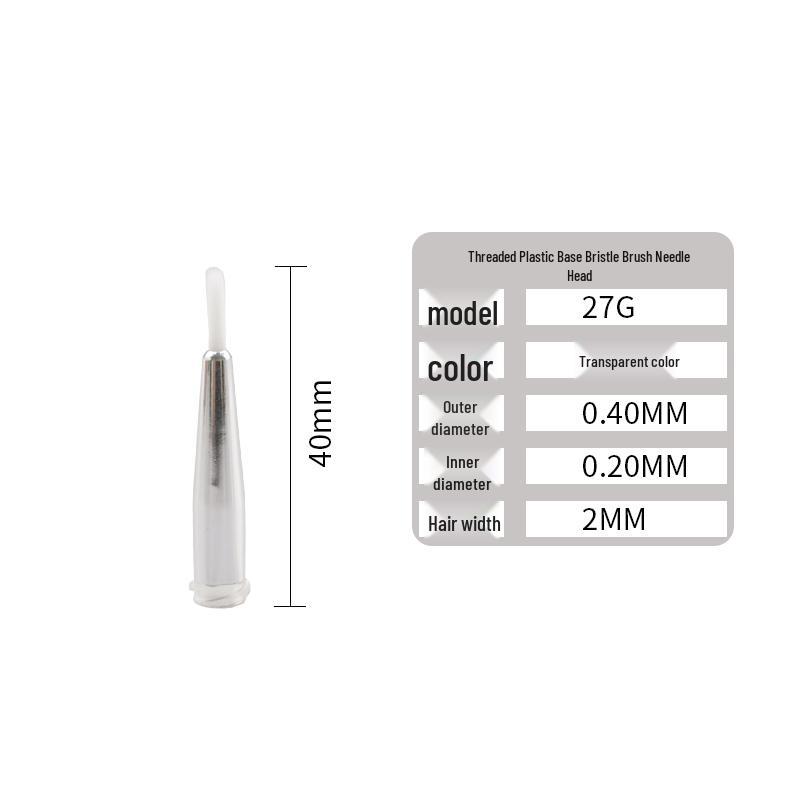 2mm Brush Needle Head: Glue Dispenser, Round Mouth, Coating Brush, Plastic Base, Screw Thread