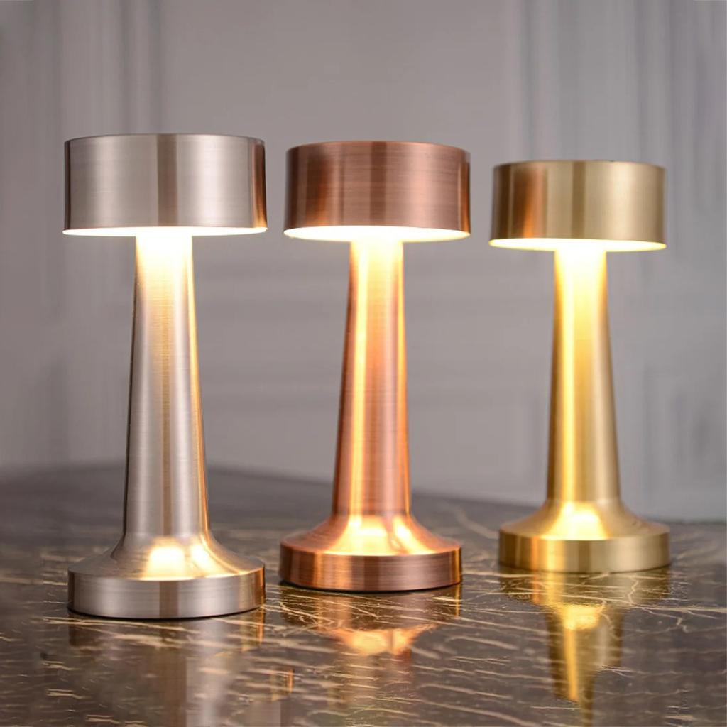 Rechargeable Retro Table Lamp Metal Touch Decor for Bar Coffee Table Restaurant Decoration Light Desk LED Night Lights Bedroom