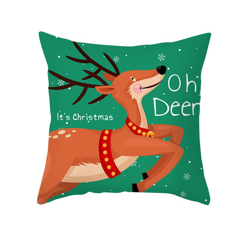 Red And Green Christmas Pattern Throw Pillow Cover With Short Plush Print For Living Room Sofa Decoration Cushion Cover