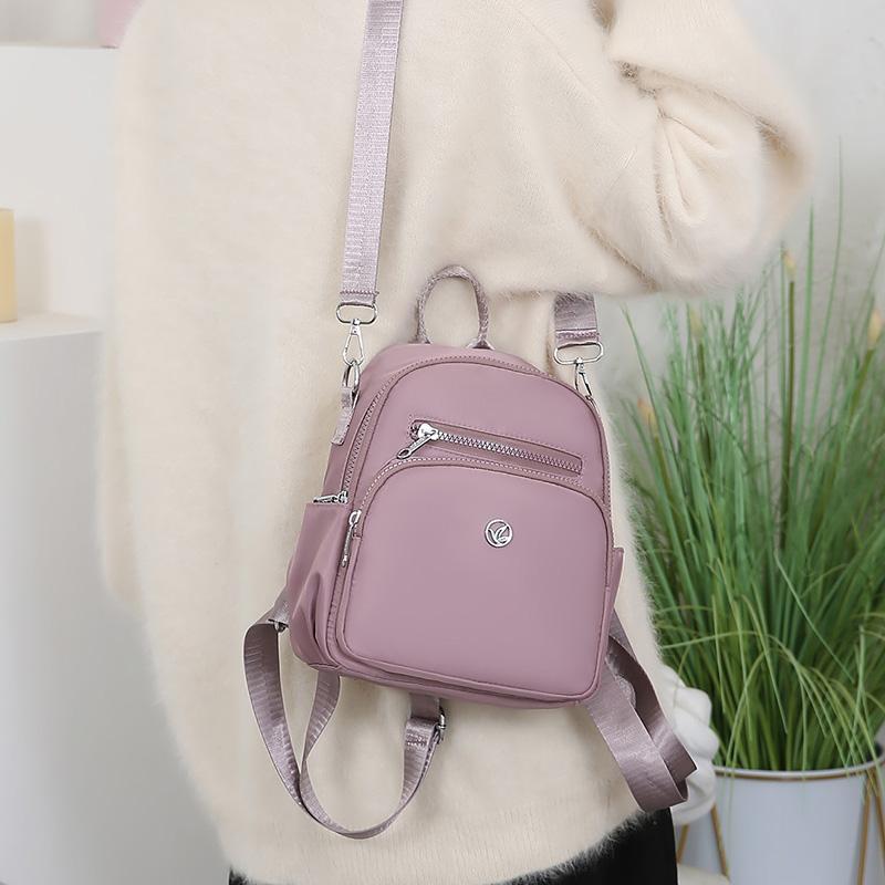 Women's Solid Color Backpack Lightweight Student Schoolbag Multifunctional Crossbody Shoulder Handbag