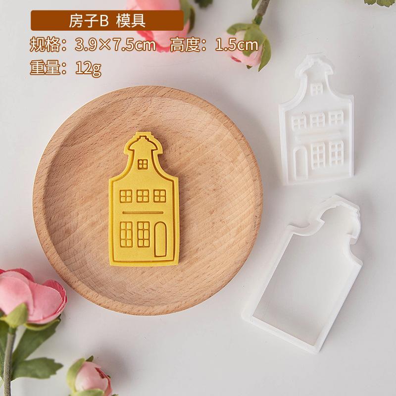 

European Retro Architecture Cookie Cutters Amsterdam Buildings Shape DIY Biscuit Stamp Fondant Embosser Cake Decorating Tools