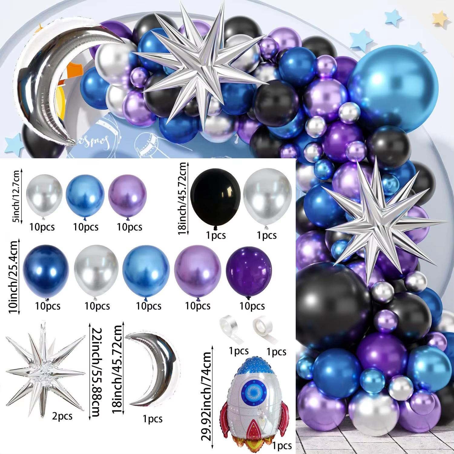 

88PCS Outer Space Balloon Garland Arch Set Galaxy-themed Birthday Party Anniversary Celebration Outdoor Universal Ramadanballoon Other