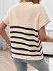 Women's Round Neck Striped Color Block Short Sleeve Sweater