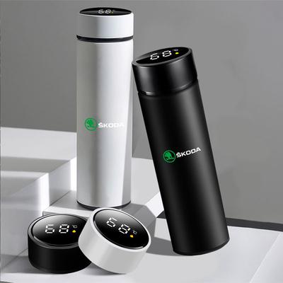 Car Styling Stainless Steel Smart Coffee Tumbler Thermos Cup with Intelligent Temperature Display For Skoda Octavia Superb S VII BB555