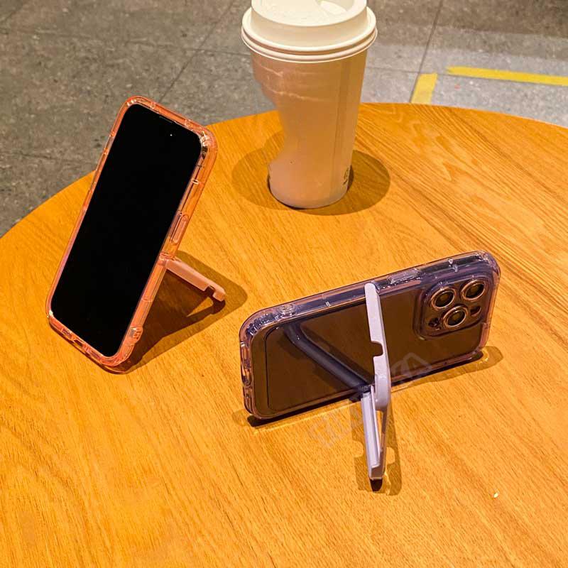 Suport de suport invizibil Husă transparentă pentru telefon pentru Iphone 14 13 12 11 Pro Max Husă rezistentă la șocuri din silicon de culoare caramelă pentru Iphone 14plus