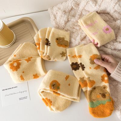 Ladies In Autumn and Winter Thickened Warm Cartoon Cute Sleeping Tube Socks