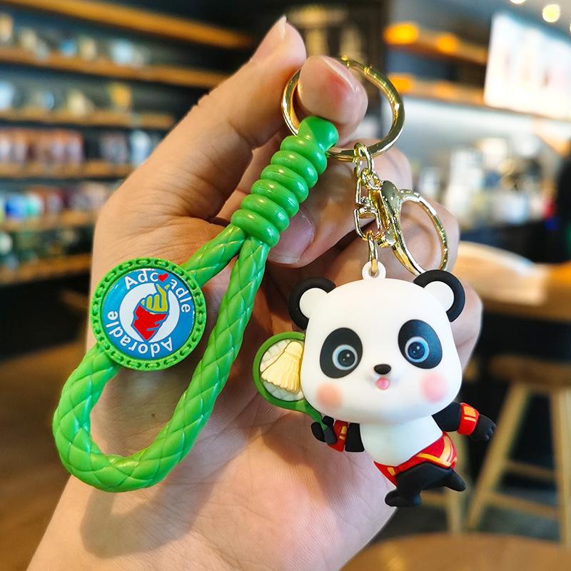 

Woven China-Chic Cartoon Panda Key Chain Cute Bag Car Key Personalized Gifts Y2k Fashion Toys Anime Chain Push Small Gifts