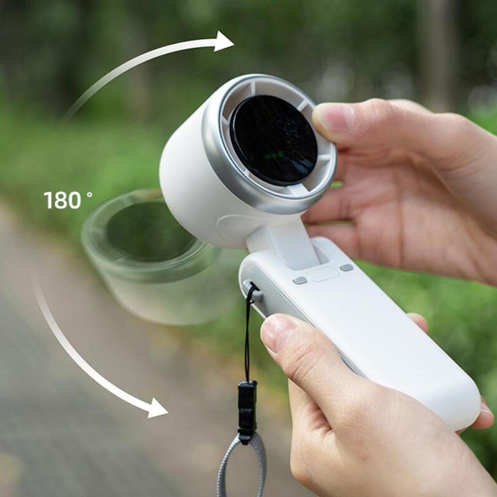 Portable Handheld Fan 3600mAh Battery Operated Fan with LED Display Handheld Neck Desk 3 In 1 Personal Small Fan 150 Degree Foldable Desk Fan 5 Speed