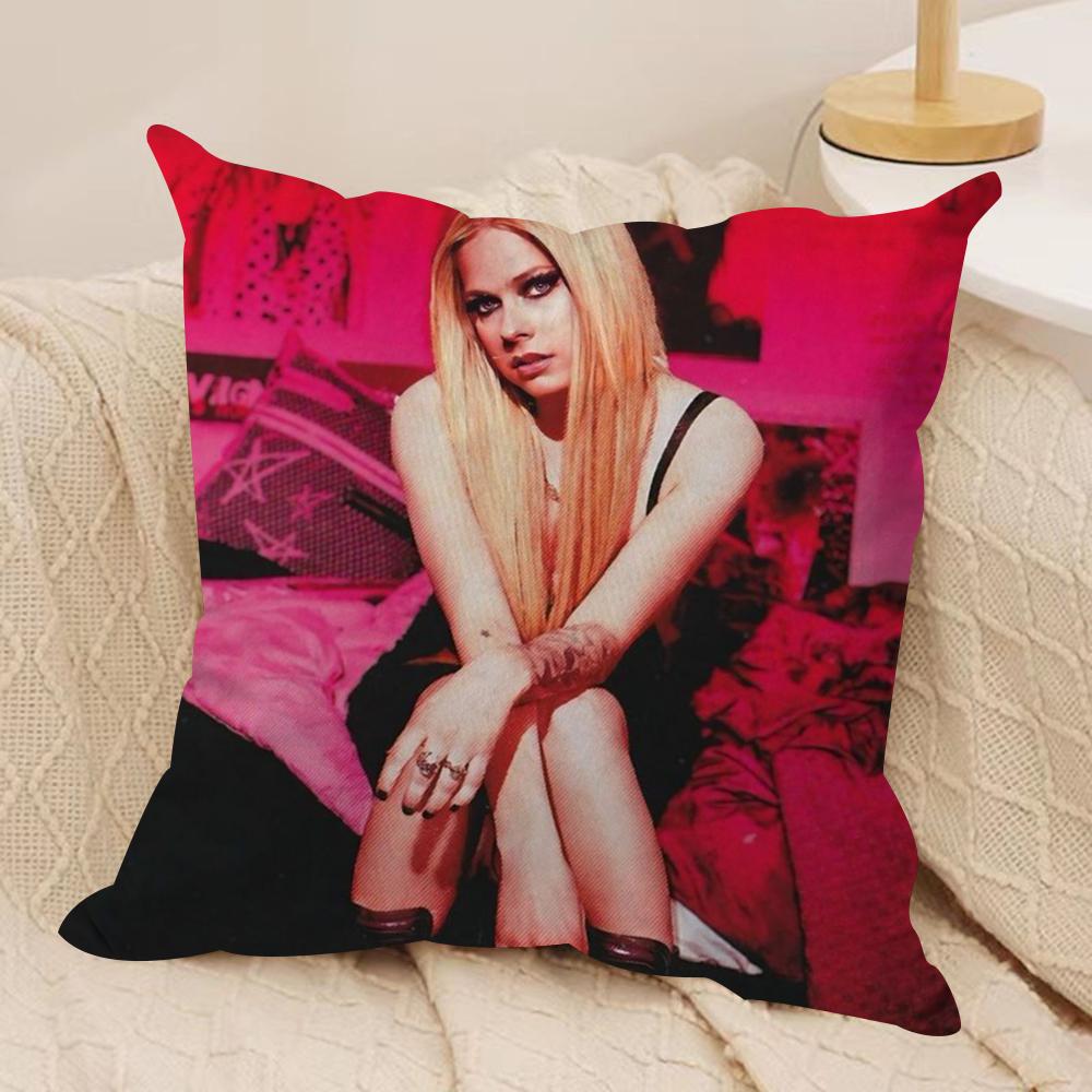 AAvril Ramona Lavigne Cushion Cover Silky Short Plush DoubleSided Printed Pillow Case for Sofa All Seasons Home Decor Gift