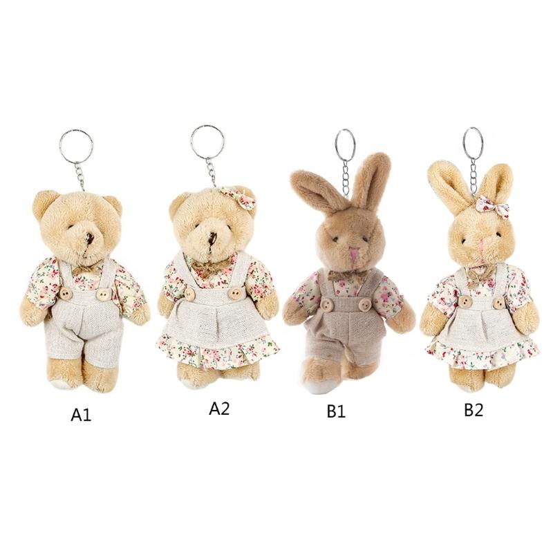 Plush-Bear Keychain Aniaml Key-Ring Hanging-Ornament Plush-Stuffed Animal Car Key-Holder for Girls Women Couple Gift