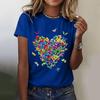Women's Casual Floral Print Short Sleeved T-shirt With Round Neck  Top