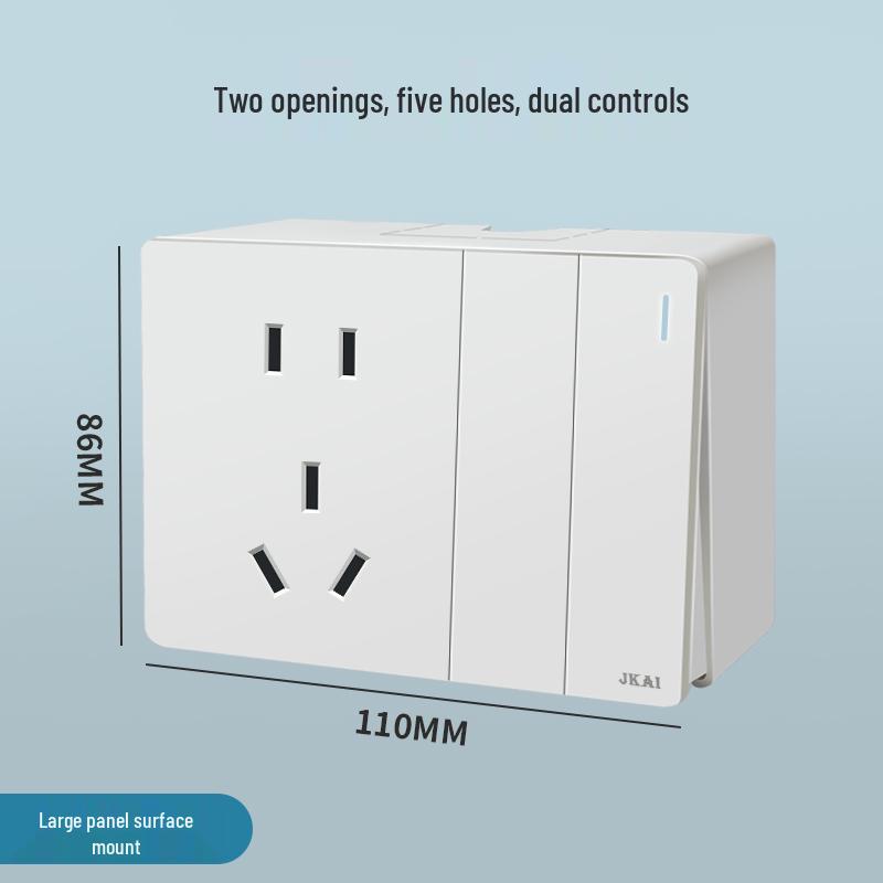 Surface-Mounted Integrated Switch Panel: One-Gang Single-Control, Two-Gang Double-Control, Wall Light Switch with Five Holes.