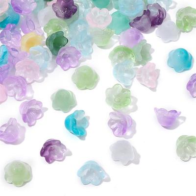 Perline di cristallo con campana sfumata, fiore di orchidea, fascino per accessori fatti a mano fai da te, bracciale, collana, orecchini, creazione di gioielli