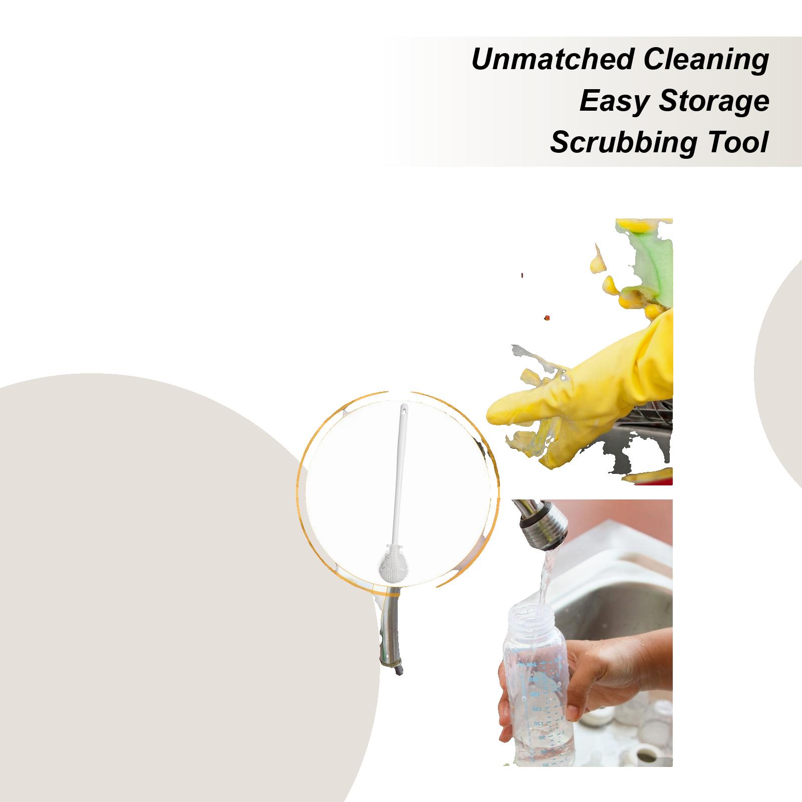 

Long Handle Bottle Scrubber Brush Hangable Bottle Cleaner Brush Silicone Milk Bottle Cup Glass Brush for Cups Narrow Neck CN