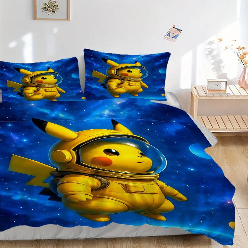 

3pcs Pikachu Astronaut Duvet Cover Set - Includes 1 Duvet Cover and 1/2 Pillowcases (No Insert) yy251107165 135x200cm