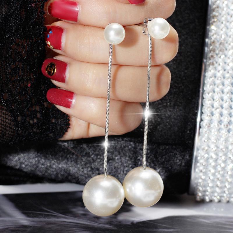 Long Earrings Elegant Pearl Tassel Earrings for Women Crystal Drop Earrings Korean Dangle Earrings Wedding Party Jewelry