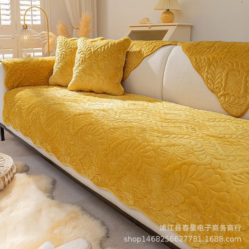 Winter Sofa Cushion Short Plush Simple Modern Nordic Fashion Seat Cushion High-Grade Non-Slip Solid Color Cover Backrest