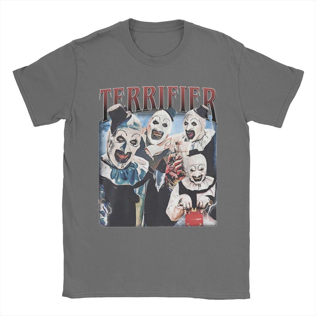 Terrifier Horror Movie T Shirts Men 100% Cotton Vintage T-Shirt Crew Neck  Tees Short Sleeve Clothes Summer