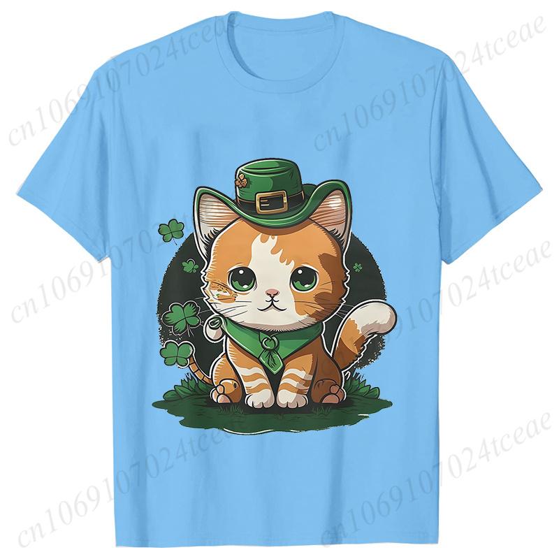New Summer Tshirts St Patricks Day Irish Cat Happy St Patricks Fashion Womens Oversized TShirt Casual Womens Clothing Tops