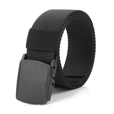 Mens Buckle Long Canvas Nylon Waist Web Belt Metal-free Security Check Belt